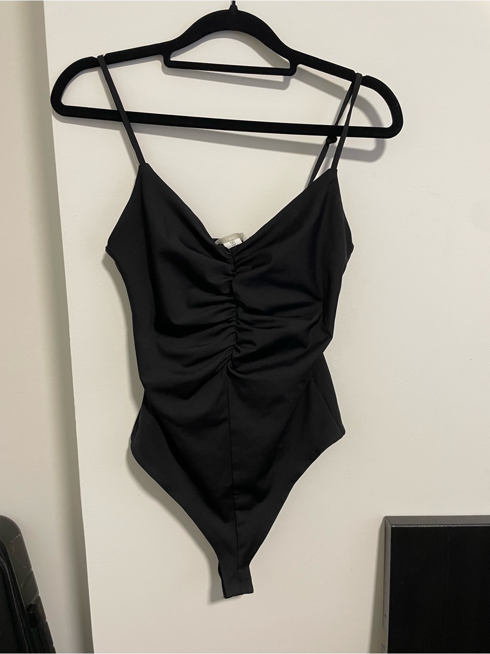 65 H&M Black Ruched One-Piece Bodysuit